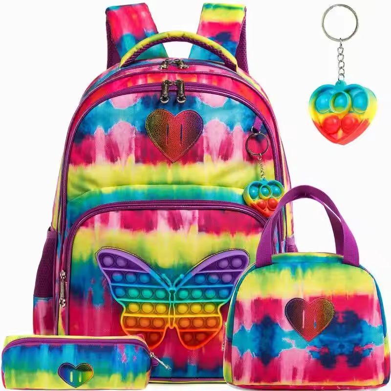 Rorete New Arrival Colorful Cute Cartoon School Bag Fashion Backpack Rainbow Bag For Kids New Design Bag For Girls