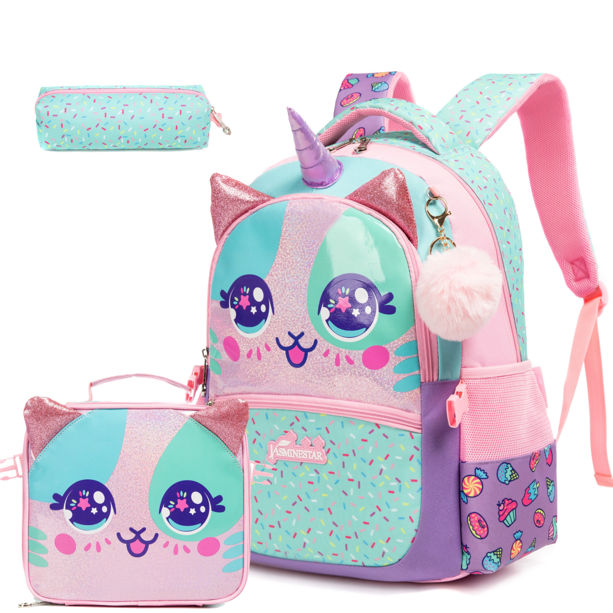 Rorete Kids Backpacks for Girls with Lunch Box Backpack for Girls Elementary Preschool Kids Lunch Box for School