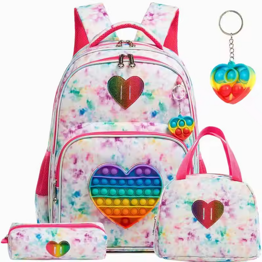 Rorete New Arrival Colorful Cute Cartoon School Bag Fashion Backpack Rainbow Bag For Kids New Design Bag For Girls