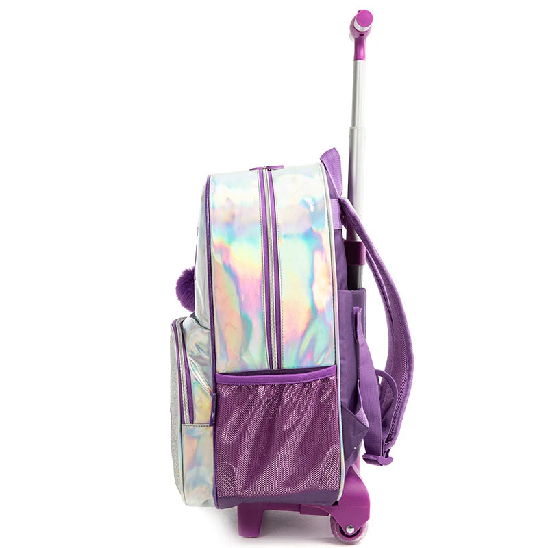 3PCS  School Bags for Girls with Wheeled Bag Sequin Cartoon Cute  16"  Kids' Luggage  Mochila Trolley  Mochila Trolley