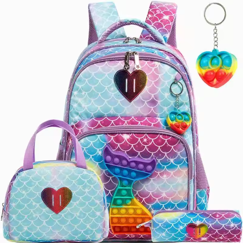 Rorete New Arrival Colorful Cute Cartoon School Bag Fashion Backpack Rainbow Bag For Kids New Design Bag For Girls