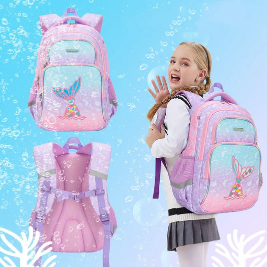 3pcs/set Cute Cartoon Backpack Elementary  School Bags For Girls Children Stationery Pen Pencil Handbag Lunch Box