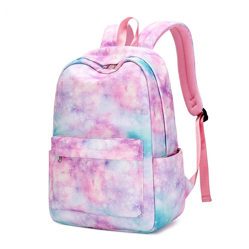 3pcs/set School Backpack Girl Star Graffiti Print Lady Schoolbag Light Waterproof Book Bag Lunch with Pencil Case