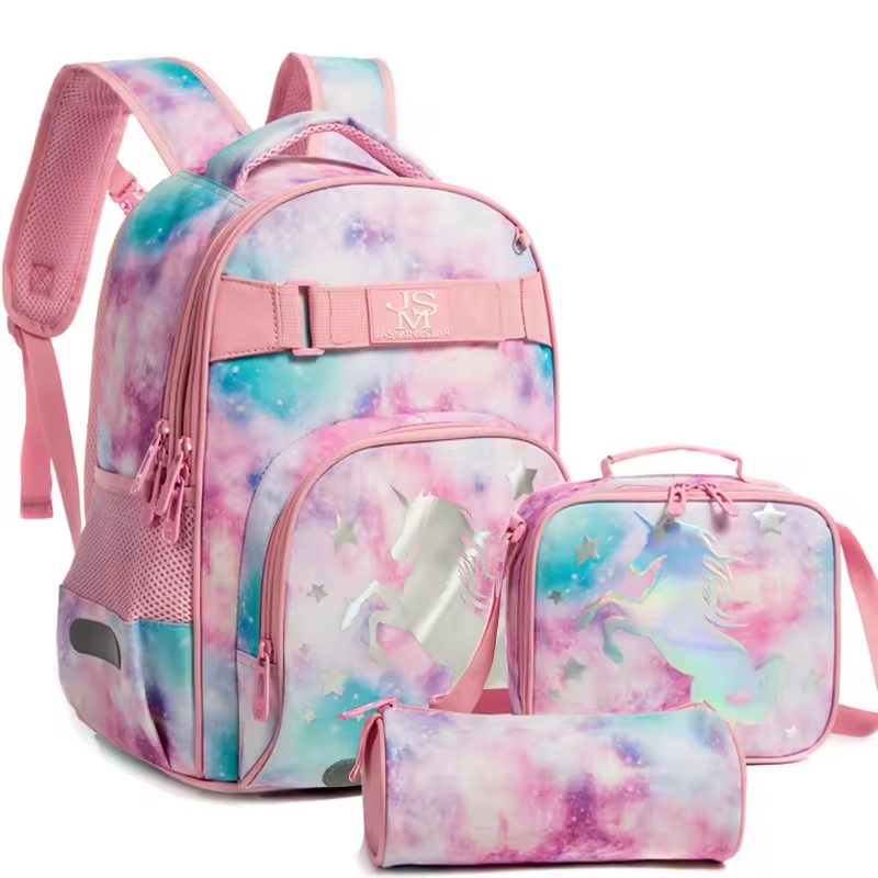 Rorete 3PCS Creative Fashion Schoolbag Cute School Backpack Kids Waterproof Cartoon Pattern Unicorn Dinosaur School Bags For Girl Boy