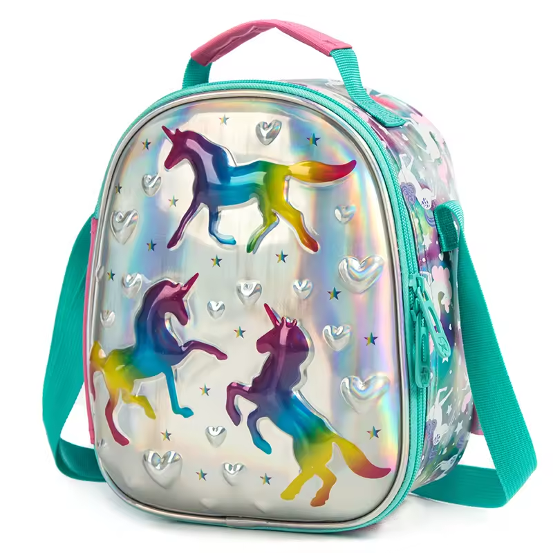 Rorete - Juego de mochilas 3 en 1 para estudiantes, mochilas escolares con estampado de dibujos animados, bonitas lentejuelas 6D para niñas