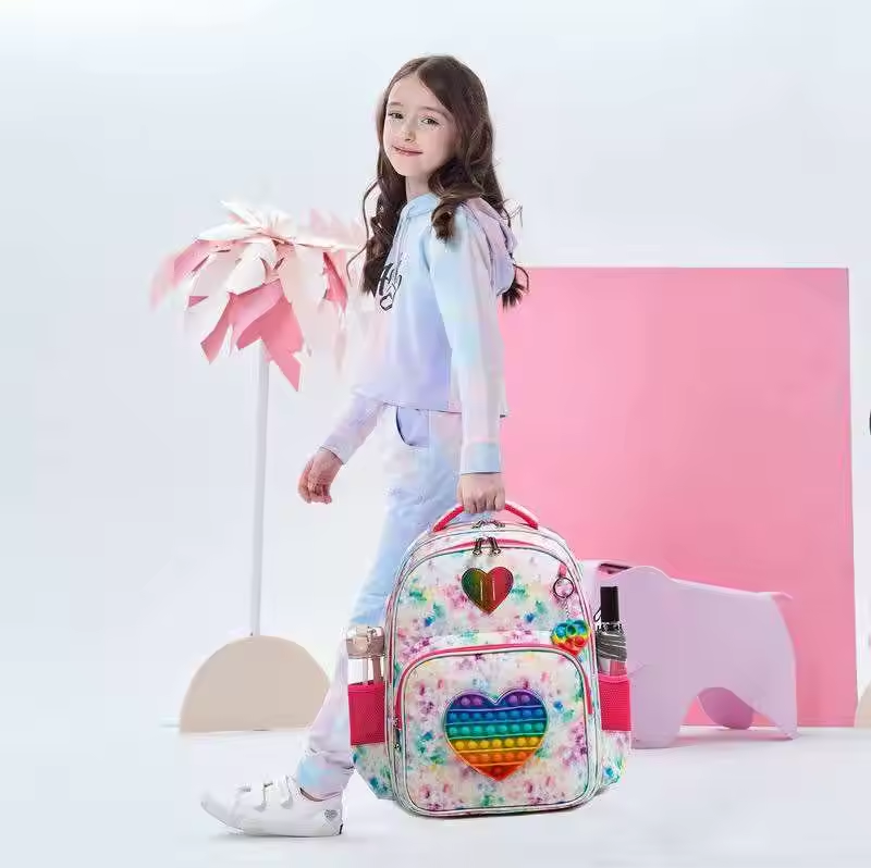 Rorete New Arrival Colorful Cute Cartoon School Bag Fashion Backpack Rainbow Bag For Kids New Design Bag For Girls