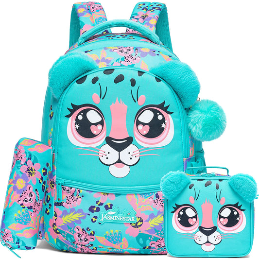 Cute Animal Backpacks for Girls School Bag with Lunch Box Pencil Case for Elementary Preschool Students Kids Travel Backpack