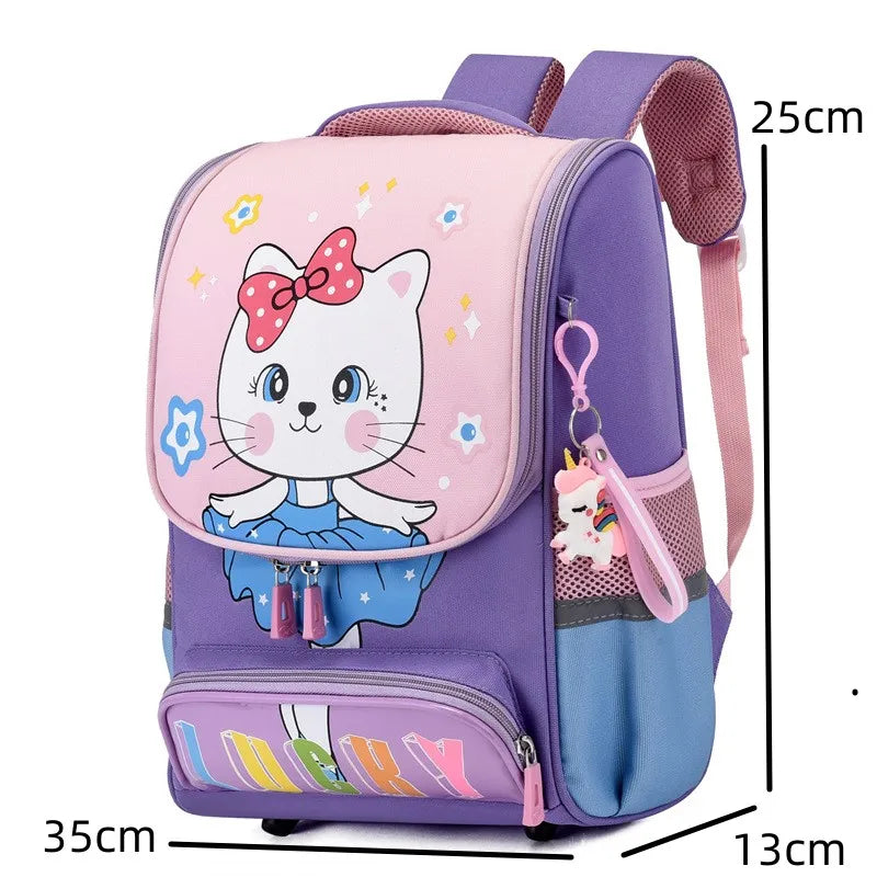 Grade1-2 Cartoon Primary School Backpacks for Girls Cute Cat School Bag Boys Dinosaur Kids Backpack