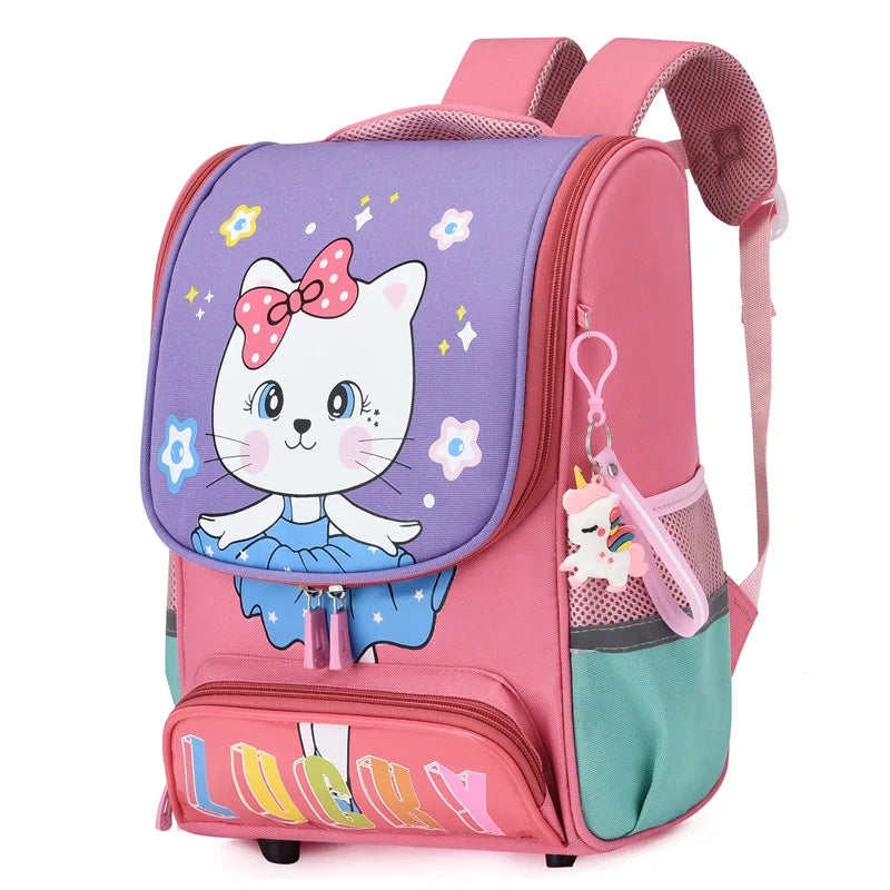 Grade1-2 Cartoon Primary School Backpacks for Girls Cute Cat School Bag Boys Dinosaur Kids Backpack