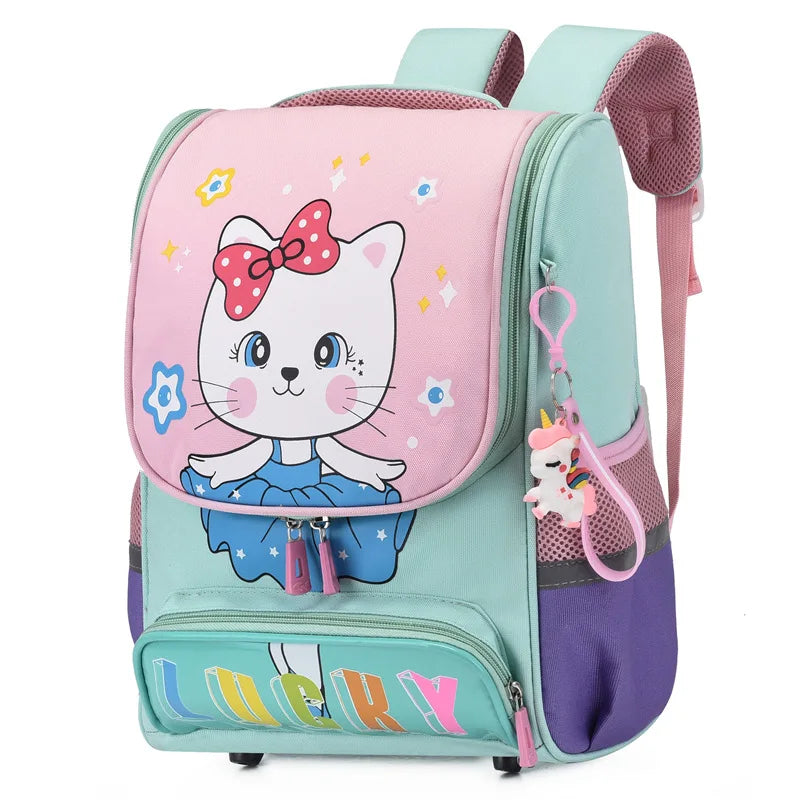 Grade1-2 Cartoon Primary School Backpacks for Girls Cute Cat School Bag Boys Dinosaur Kids Backpack