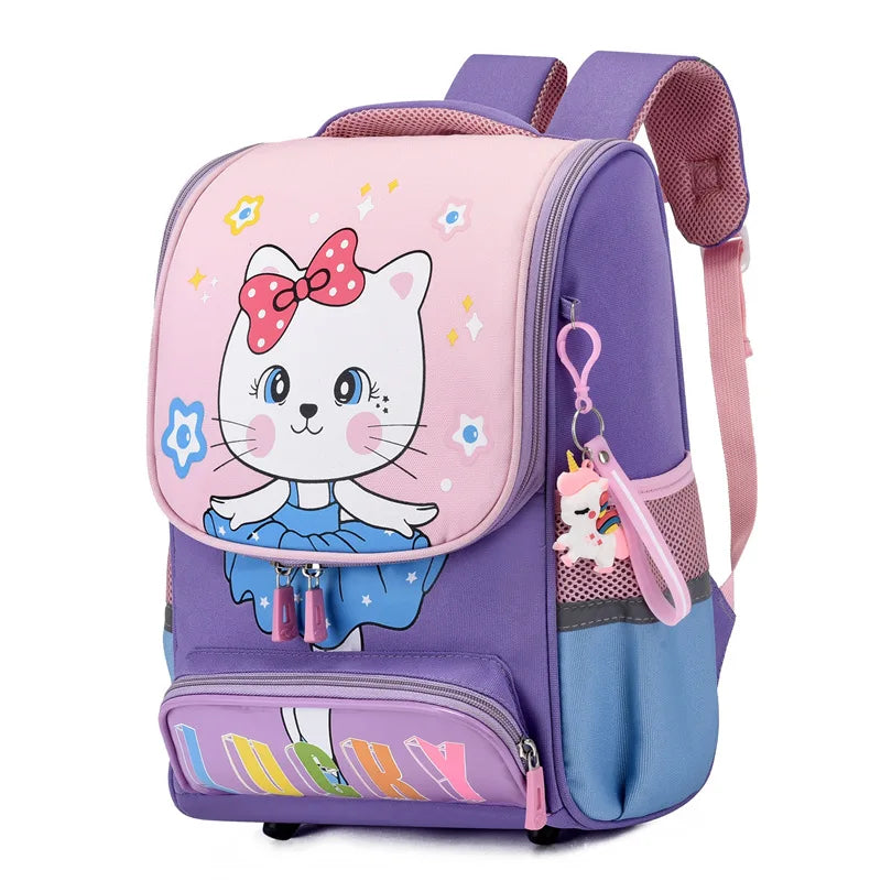 Grade1-2 Cartoon Primary School Backpacks for Girls Cute Cat School Bag Boys Dinosaur Kids Backpack