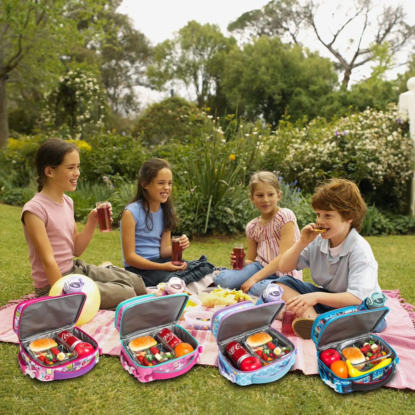 Lunch Bag Kids Insulated Lunch Tote Bag for Boys and Girls with Adjustable Shoulder Strap and Durable Handle