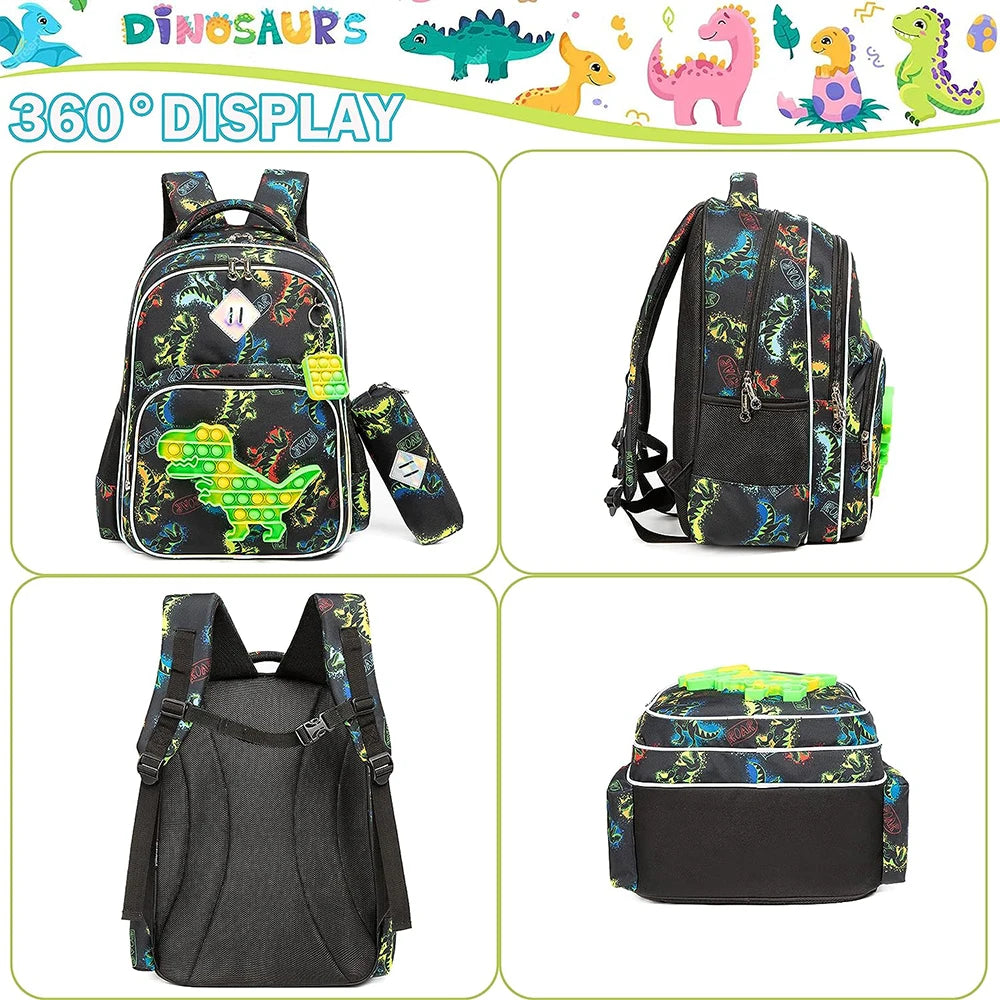 New 3pcs School Bags for Boys Dinosaur Design Backpacks for School Children Sac A Dos Enfant with Lunch Bags 2023 Back To School