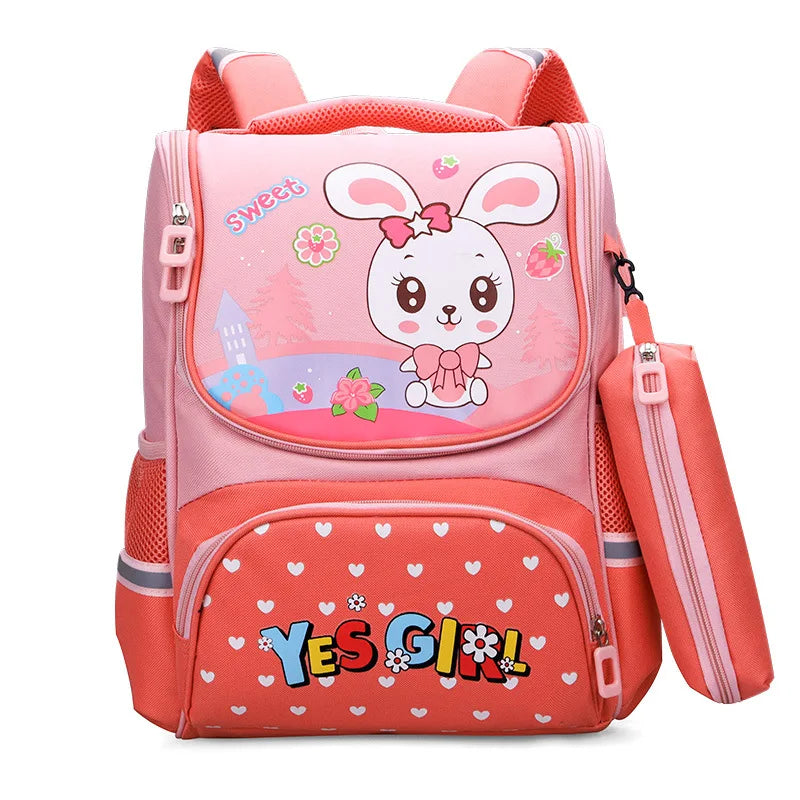 New Children's School Bag Cartoon Fashion Rabbit Dinosaur Kindergarten Boys and Girls Load Reduction Backpacks Large Capacity