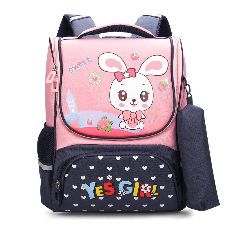 New Children's School Bag Cartoon Fashion Rabbit Dinosaur Kindergarten Boys and Girls Load Reduction Backpacks Large Capacity