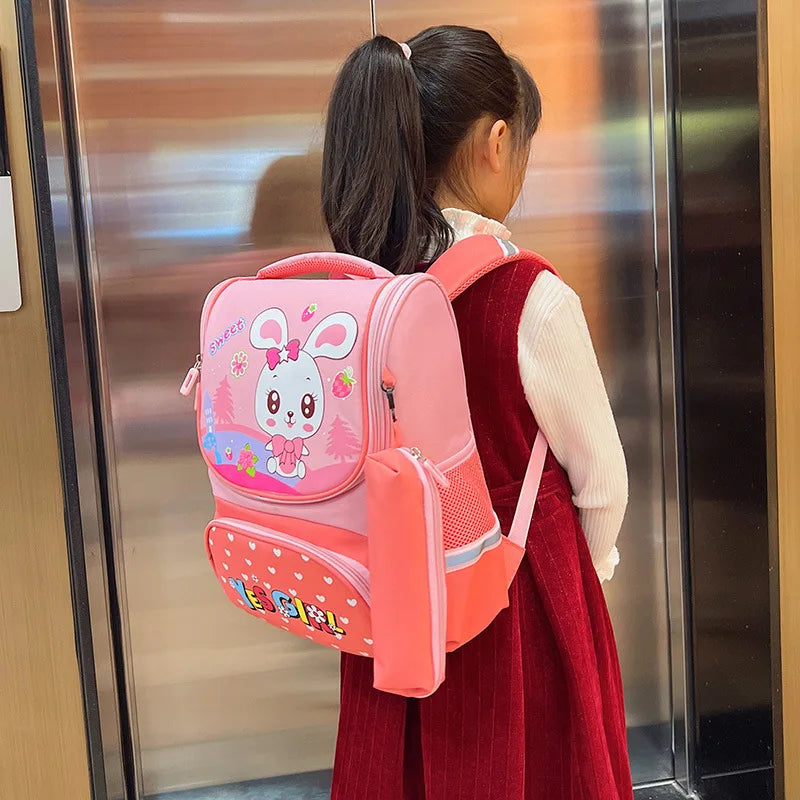 New Children's School Bag Cartoon Fashion Rabbit Dinosaur Kindergarten Boys and Girls Load Reduction Backpacks Large Capacity