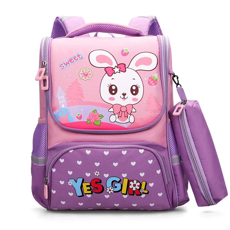 New Children's School Bag Cartoon Fashion Rabbit Dinosaur Kindergarten Boys and Girls Load Reduction Backpacks Large Capacity