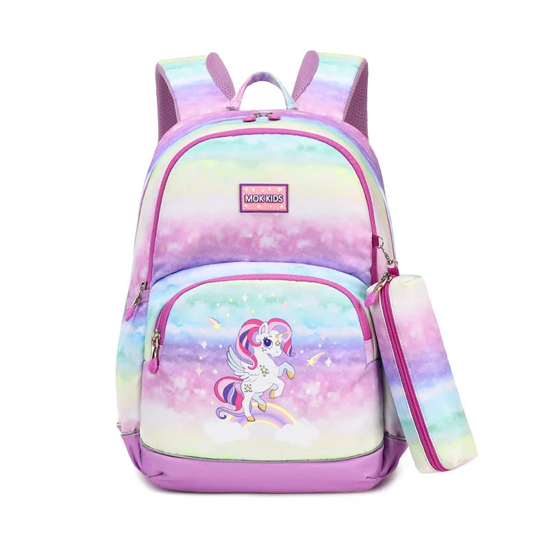 New elementary school backpack for girls from grades 1-3 to 6, lightweight backpack for children with reduced load