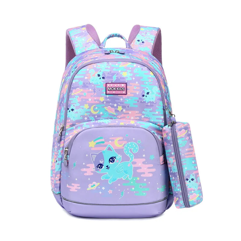 New elementary school backpack for girls from grades 1-3 to 6, lightweight backpack for children with reduced load