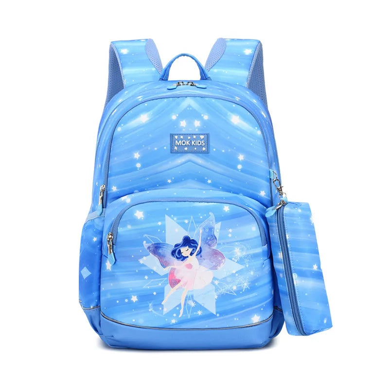 New elementary school backpack for girls from grades 1-3 to 6, lightweight backpack for children with reduced load