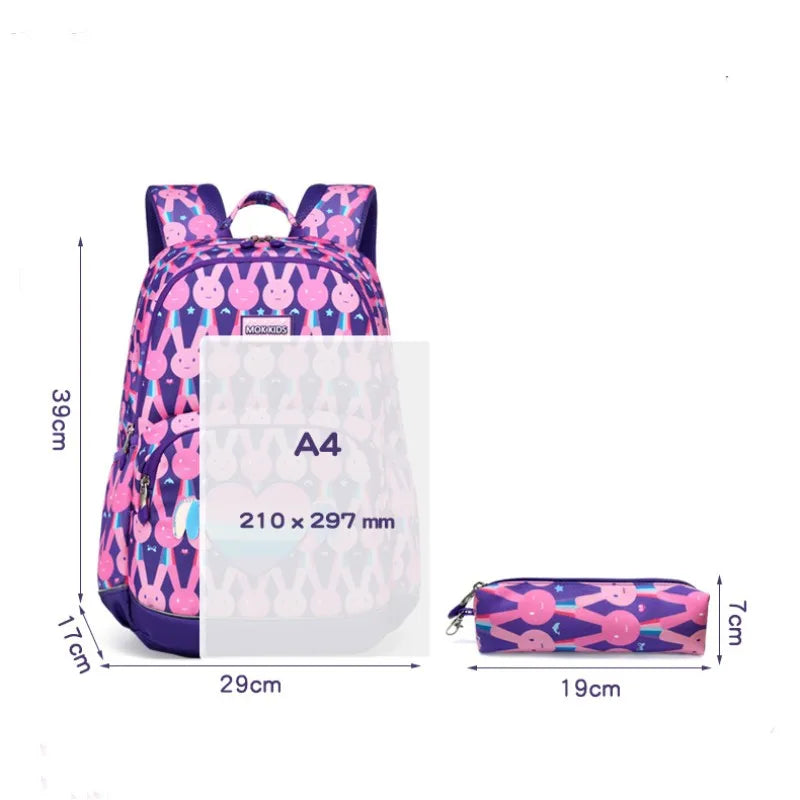 New elementary school backpack for girls from grades 1-3 to 6, lightweight backpack for children with reduced load