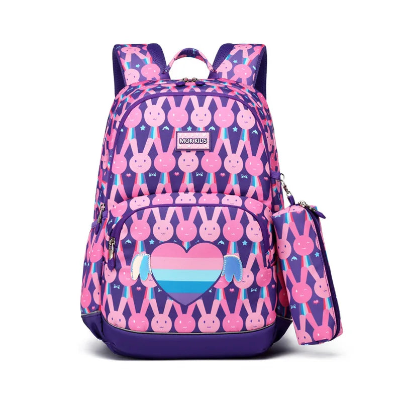 New elementary school backpack for girls from grades 1-3 to 6, lightweight backpack for children with reduced load