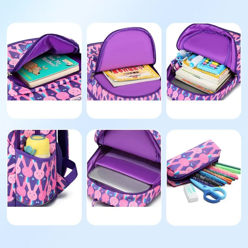 New elementary school backpack for girls from grades 1-3 to 6, lightweight backpack for children with reduced load