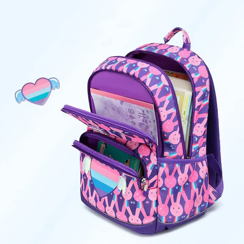 New elementary school backpack for girls from grades 1-3 to 6, lightweight backpack for children with reduced load