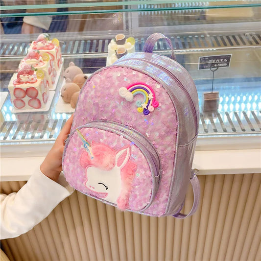 Shining Schoolbags Princess Girls Backpack Bling Glitter Backpacks Kindergarten Sequins School Bag Children Unicorn Book Bags