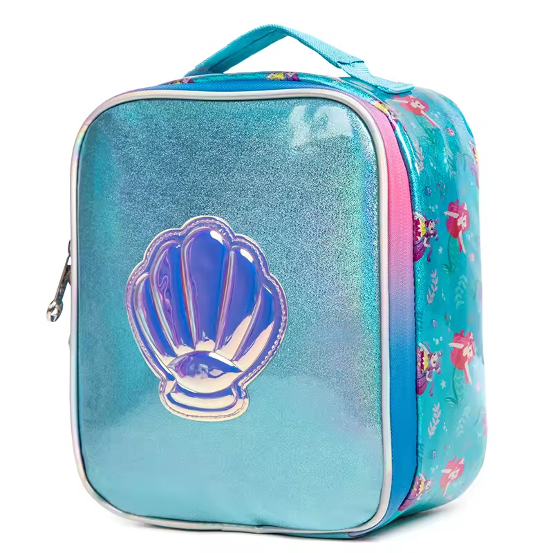 Rorete Factory Direct 3 In 1 Mermaid Shell School Bag Cartoon Backpack With Lunch Bag Pencil Bag For Girls