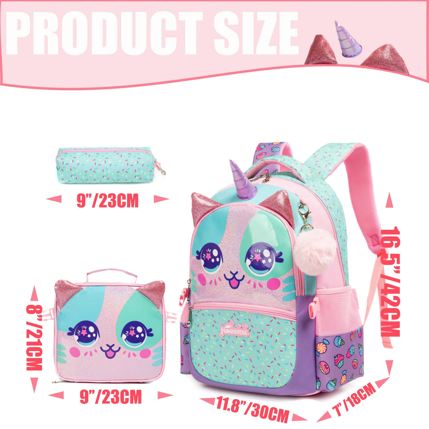 Rorete Kids Backpacks for Girls with Lunch Box Backpack for Girls Elementary Preschool Kids Lunch Box for School